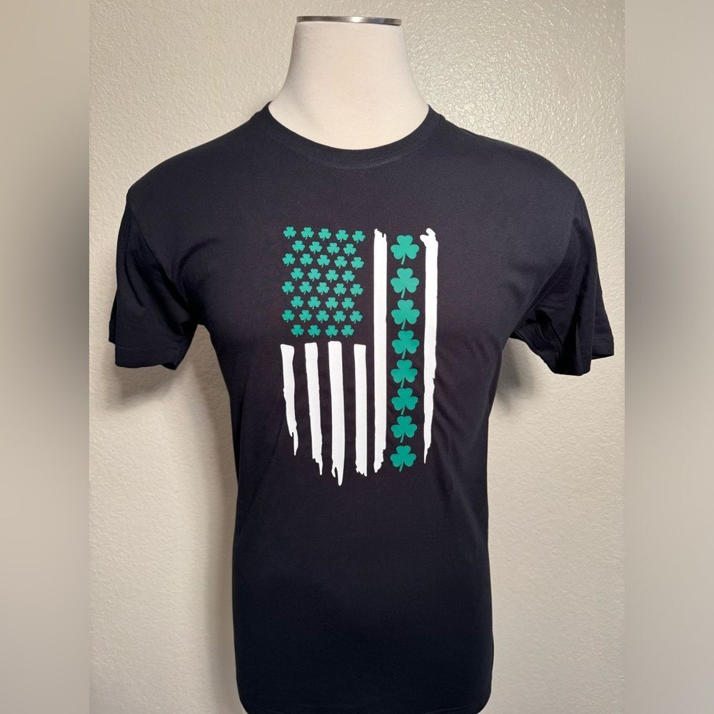 S-2XL irish american flag shirt 100% cotton unisex paint patricks day